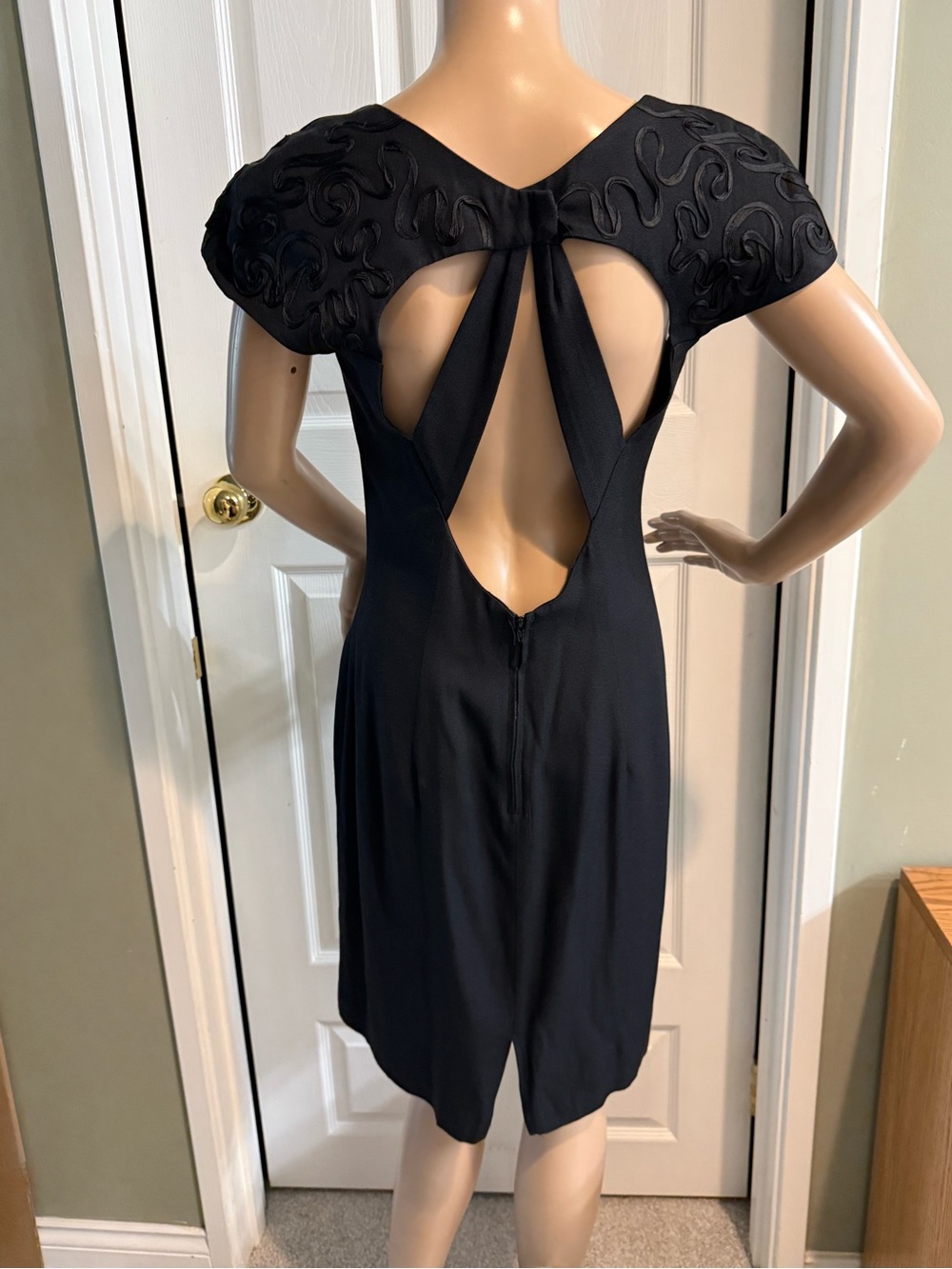 Vintage 90s Nightway Collection Evening Dress Black Soutache size 8